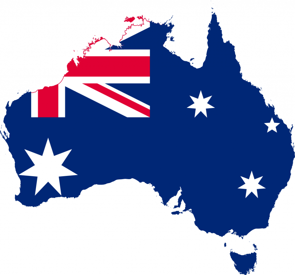 The Australian flag in the shape of the Australia