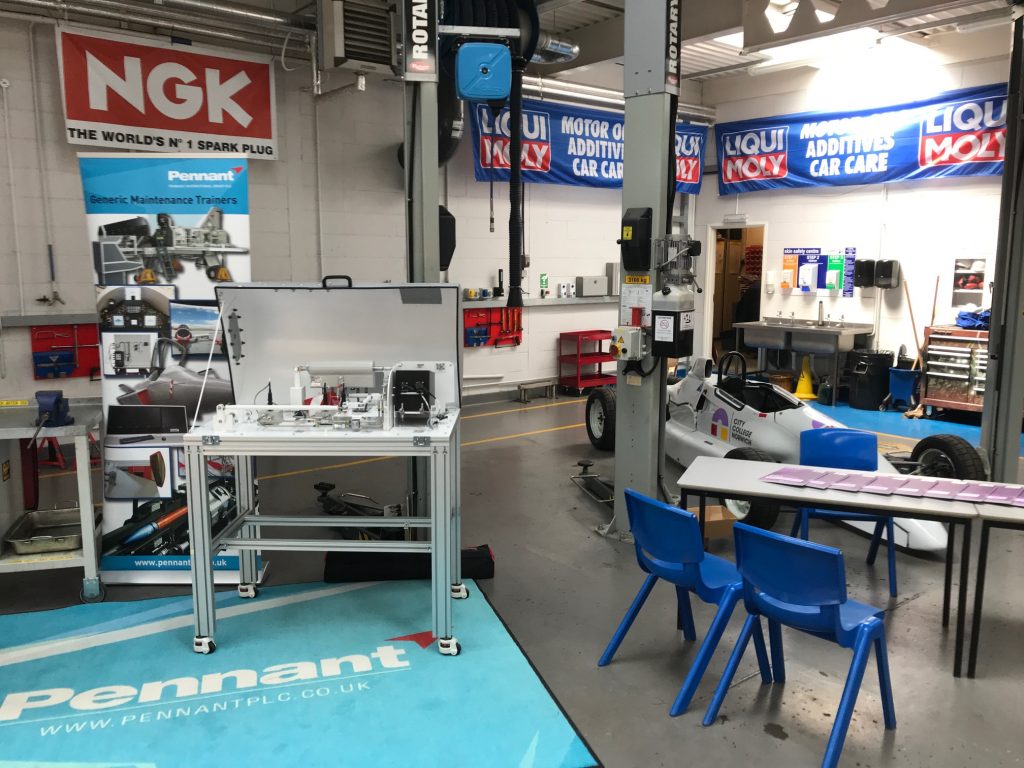 An exhibition set-up in a workshops.