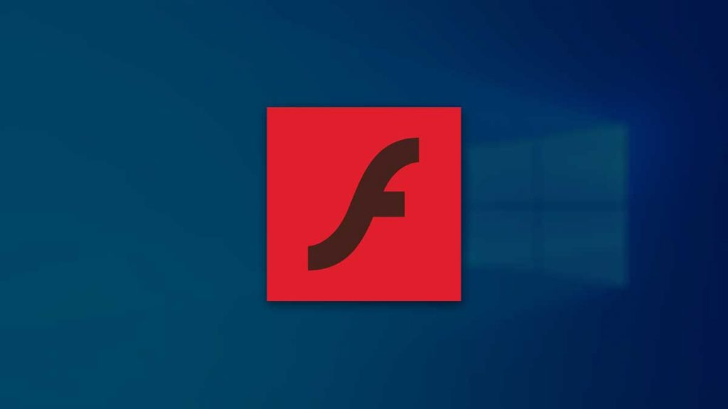 A dark navy background with a red square and a red F on it