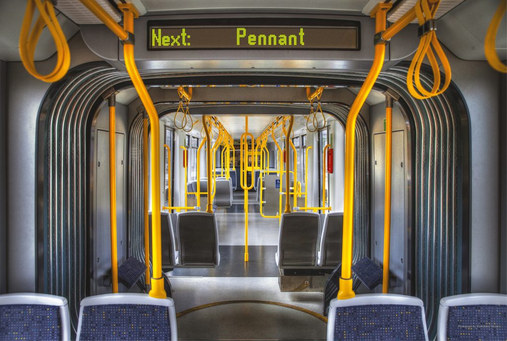 An image of a train with the words Pennant as the next stop destination