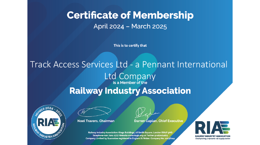 Rail Industry Association certificate