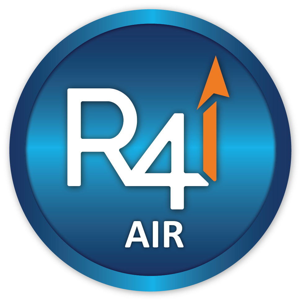 A circular blue logo with R4i and Air written in white