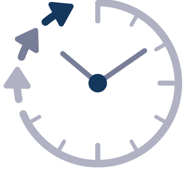Saving time graphic A clock made up of a series of arrows on the outer circle