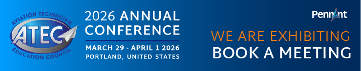 A blue banner with ATEC logo on