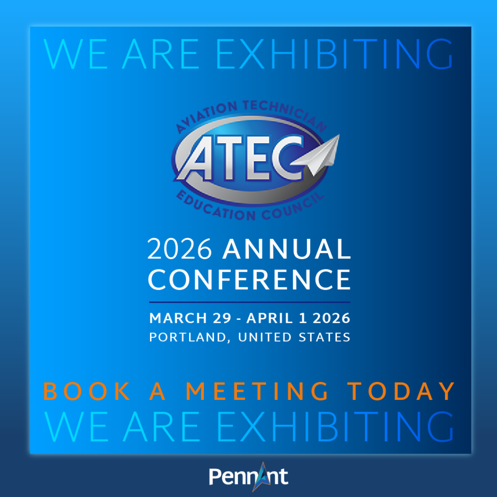 ATEC blue banner with logo on
