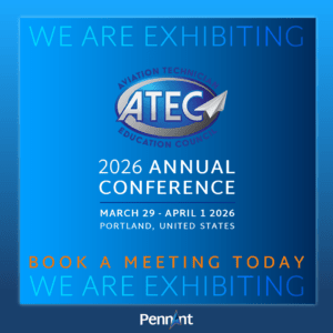 ATEC blue banner with logo on